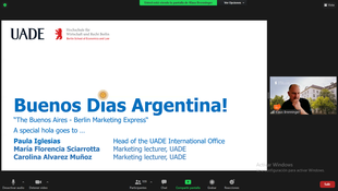 Screenshot der Online-Veranstaltung: Paula Iglesias, Universidad Argentina de la Empresa (UADE)