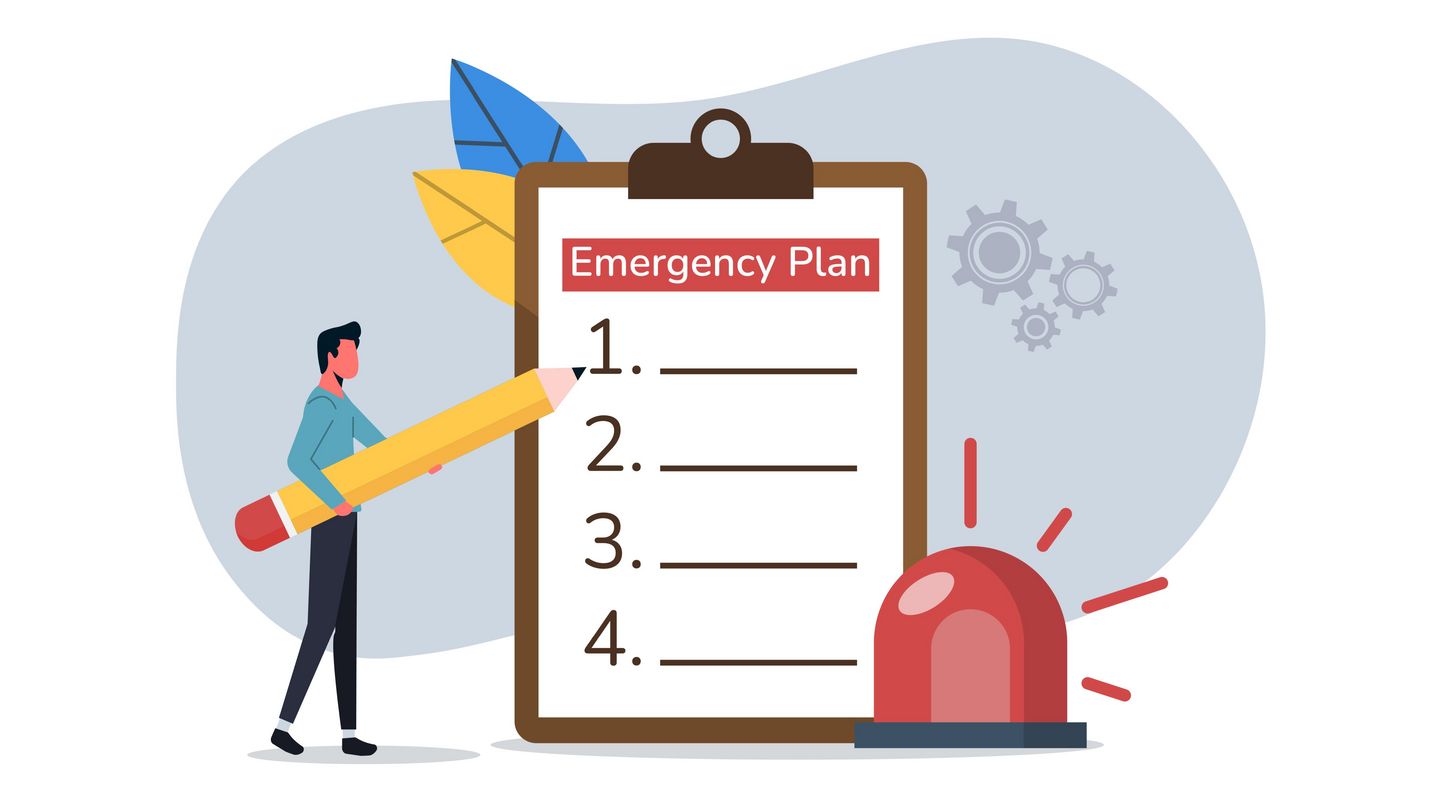 Grafik: Person mit Stift steht vor einer Checkliste
